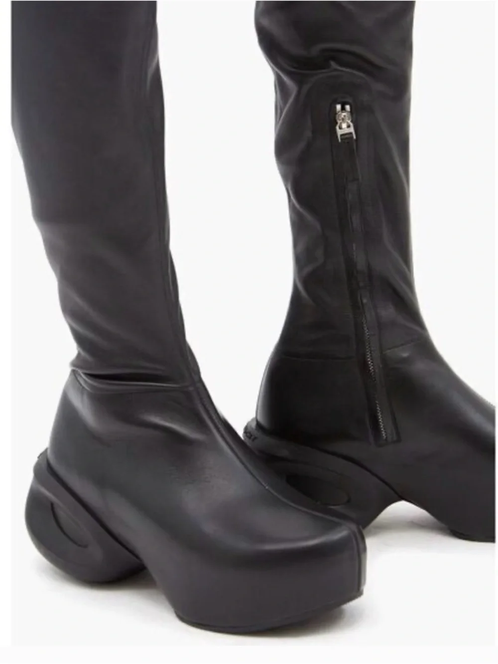 GIVENCHY G-Clog Lambskin Black Leather Over-the-knee Vouge Runway Boots Size 35